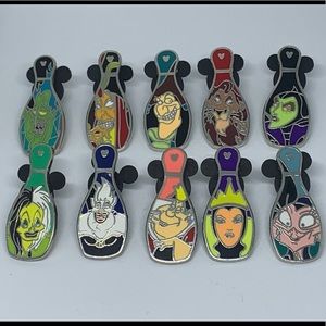 Villain Bowling Pin Hidden Mickey Full Pin Set